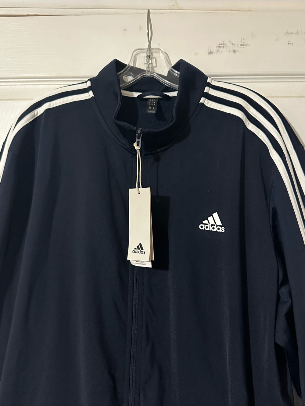 adidas Navy Track Jacket with White Three-Stripe Detail